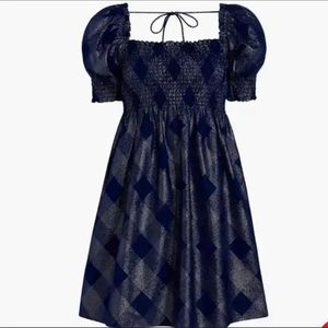 NWOT Hillhouse Athena Nap Dress in Navy Glitter Check